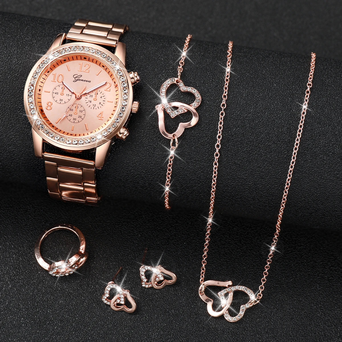 Conjunto Elegância Suprema: Relógio e Joias Femininas