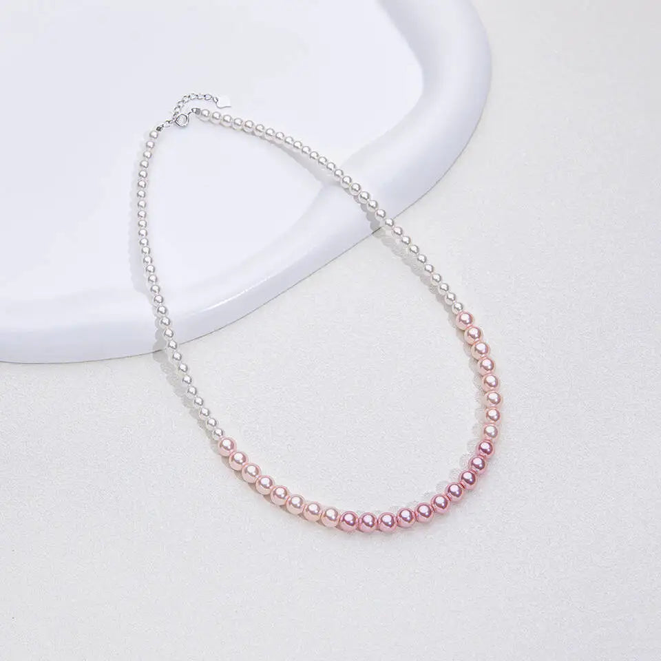 925 prata esterlina 6mm colar de pérolas para mulheres jóias no pescoço pérola grânulo gargantilha itens baratos com presente de festa