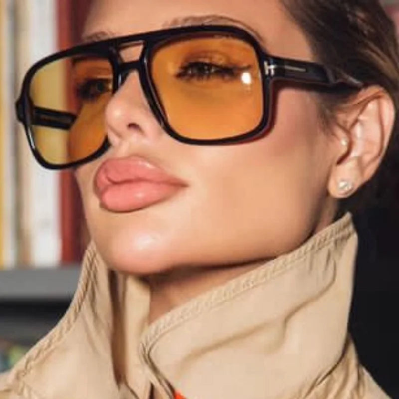 Novas mulheres óculos de sol high end rua fotografia moderna na moda em forma de t grande quadro piloto óculos de sol hip hop bouncy óculos de sol