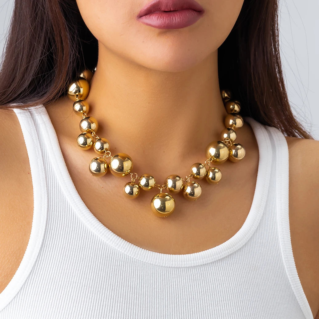 Exagerado Acrílico CCB Big Ball Bead Cadeia Colar para As Mulheres Wed Vintage Chunky Clavícula Cadeia Grunge Jóias Steampunk Homens