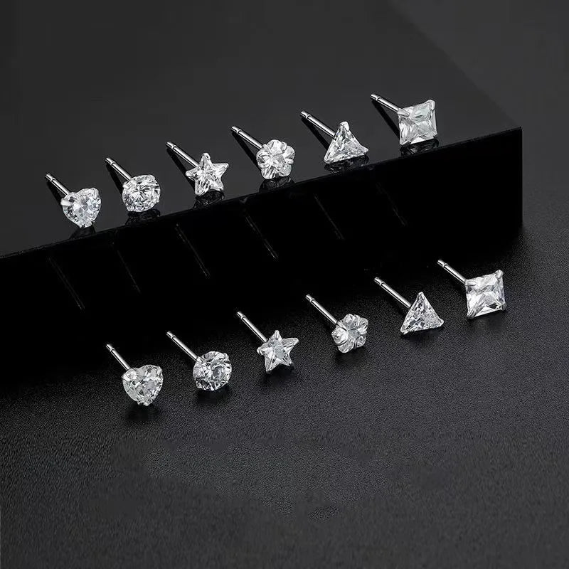 2024 moda 925 prata esterlina estrela coração brincos de cristal zircão para brinco feminino festa de casamento jóias acessórios