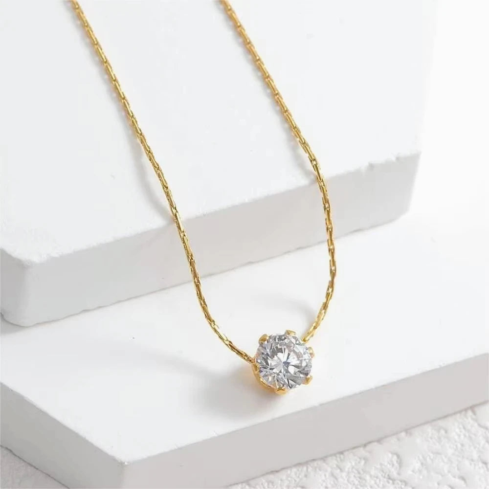 Mariasz minimalista cor de ouro aço inoxidável coração delicado clássico zircão charme anti manchar corrente colar para jóias femininas