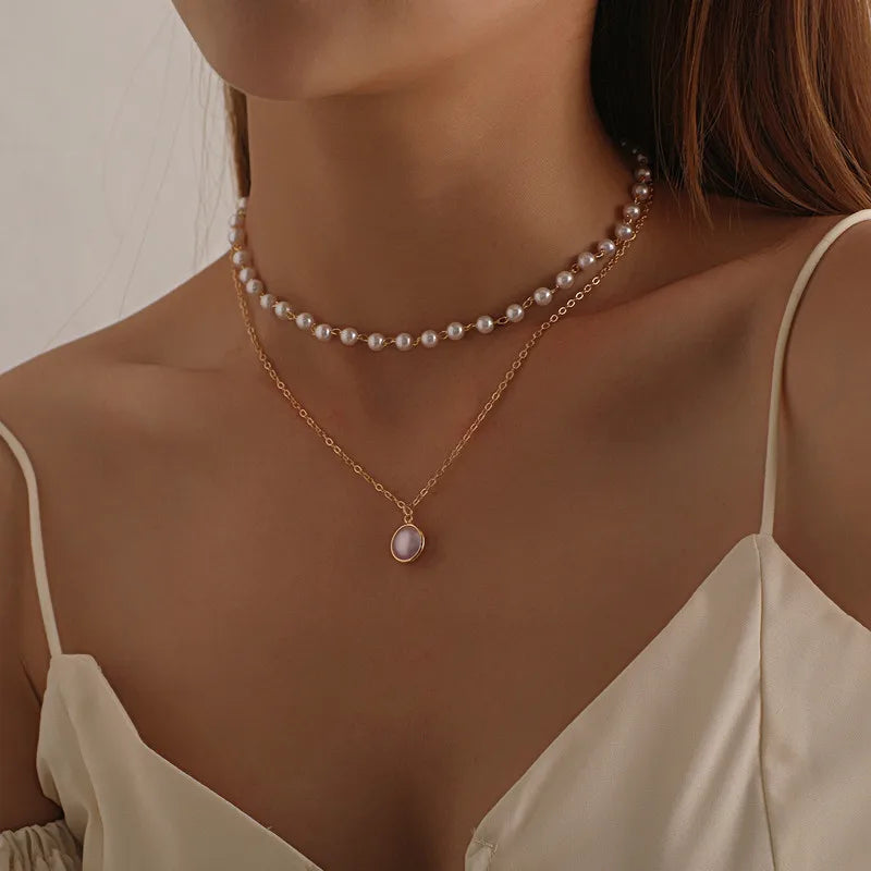 Colar Elegance de Pérolas Dupla Camada Linda Top