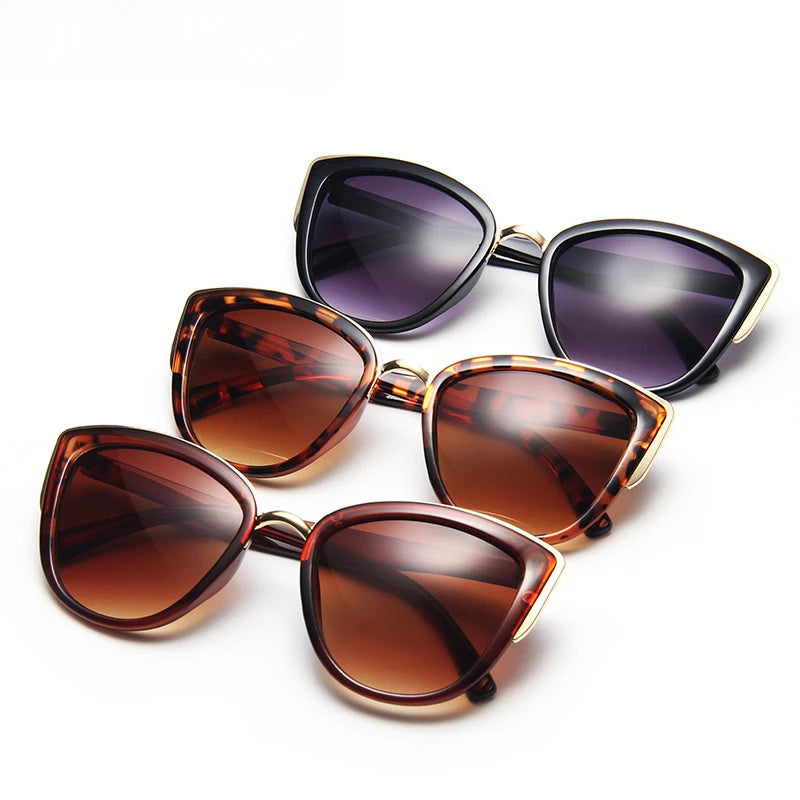 Óculos de sol luxuosos para mulheres Cat Eye Sunglasses, PC com metal, Big, Black, venda rápida, óculos polarizados