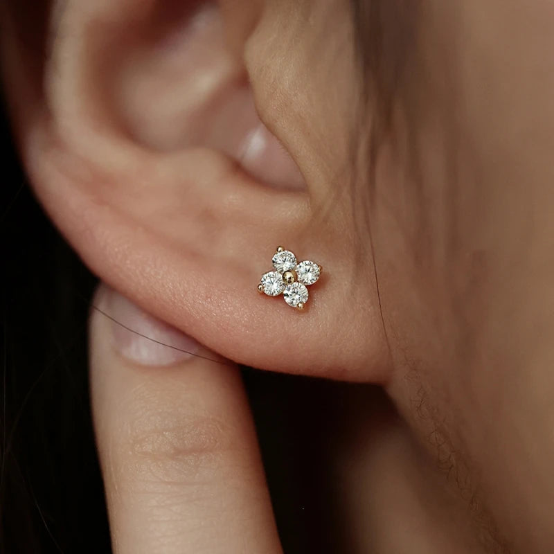 925 prata esterlina banhado a ouro 18k incrustação zircão flor brincos para mulheres requintado festa de casamento jóias acessórios
