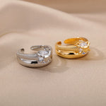 Anel de Coração Luxuoso Banhado a Ouro Ajustável