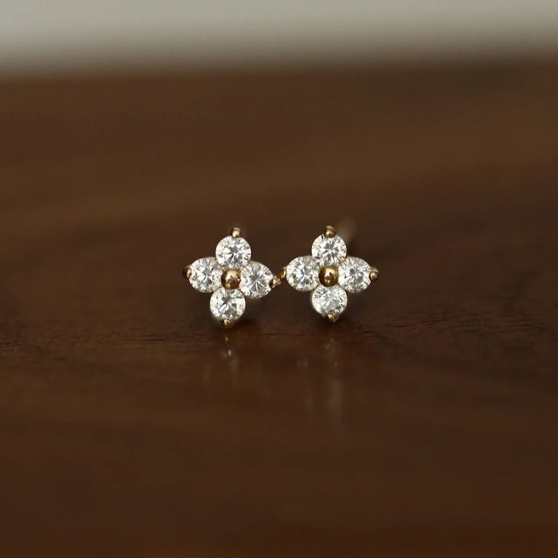925 prata esterlina banhado a ouro 18k incrustação zircão flor brincos para mulheres requintado festa de casamento jóias acessórios