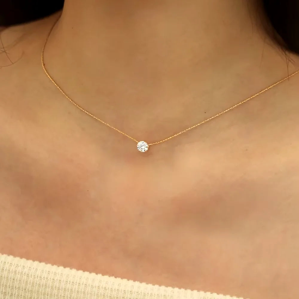 Mariasz minimalista cor de ouro aço inoxidável coração delicado clássico zircão charme anti manchar corrente colar para jóias femininas