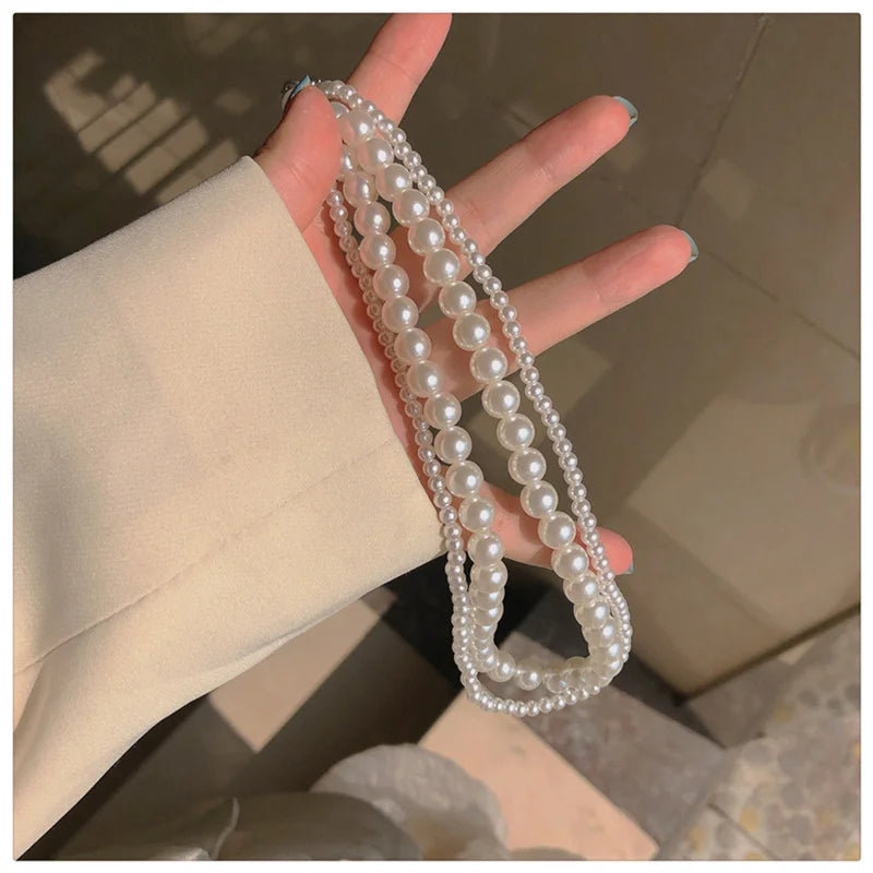 Colar Multicamadas de Pérolas Elegante Linda Top
