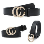 Cinto Elegante com Fivela Dourada e Strass