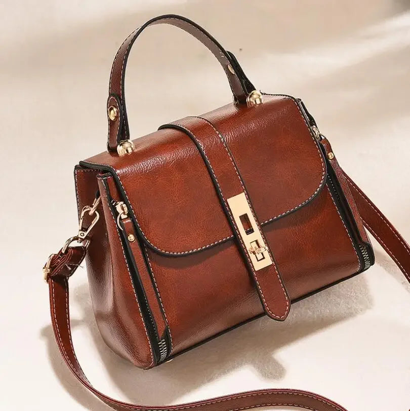 Bolsas De Couro Genuíno Para As Mulheres, Zíper Duplo, Sacos De Ombro De Luxo, Decoração De Bloqueio, Real Bolsa De Couro, L53