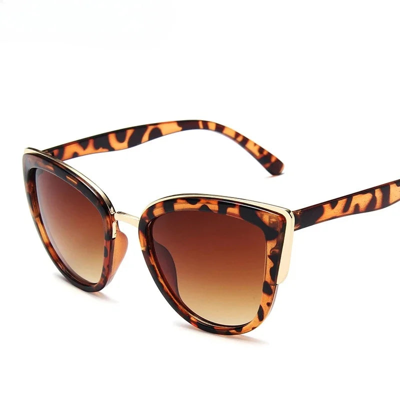 Óculos de sol luxuosos para mulheres Cat Eye Sunglasses, PC com metal, Big, Black, venda rápida, óculos polarizados