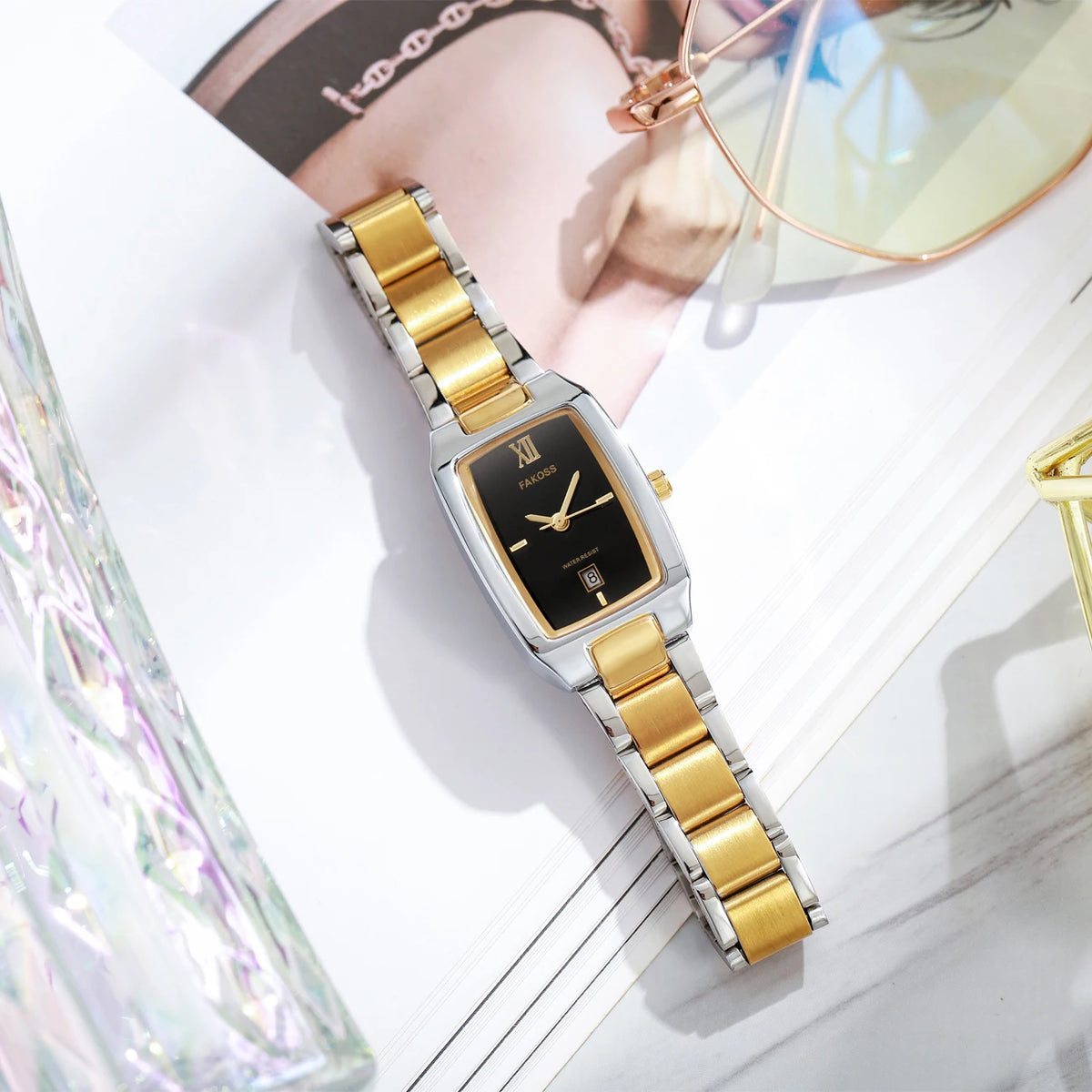 Relógio Feminino Luxo Impermeável em Aço Inoxidável