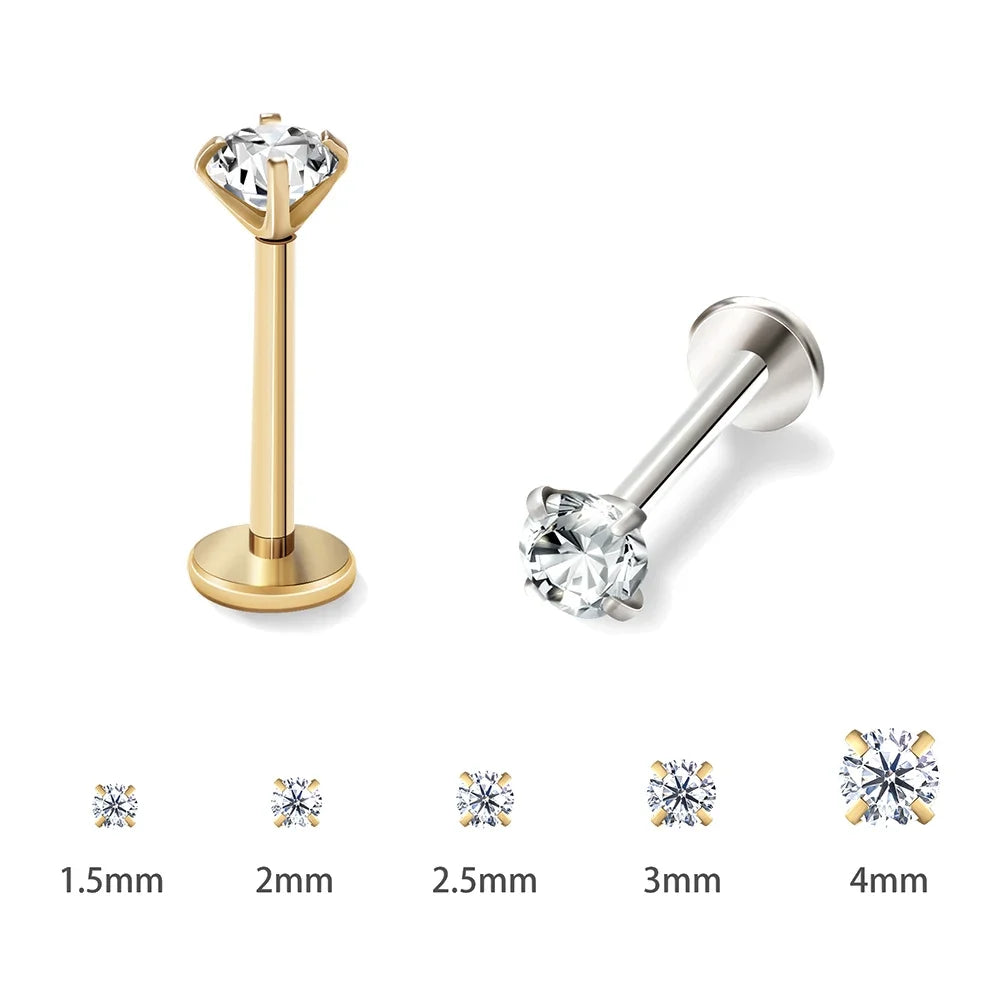 Brincos de Aço Inoxidável com Zircão 18K