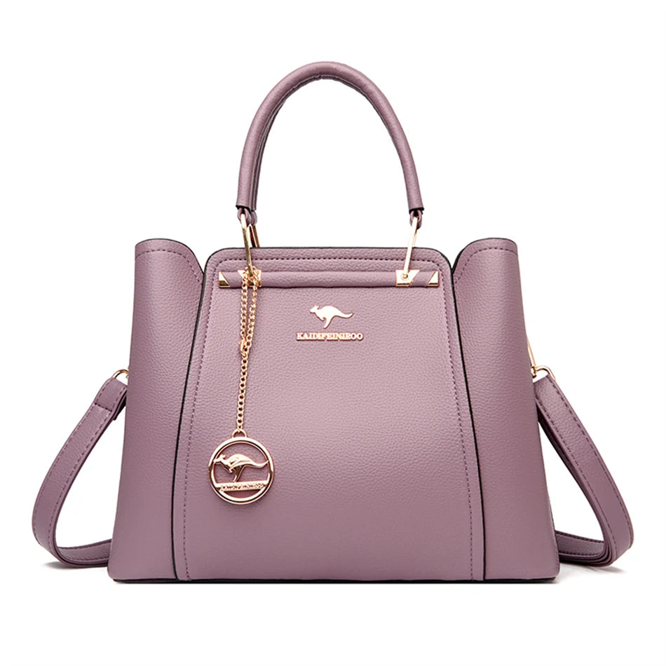 Bolsas de couro macio para mulheres, ombro Crossbody Sac, grande capacidade, compras Messenger Tote, senhoras, marca de luxo, designer, 3 camadas