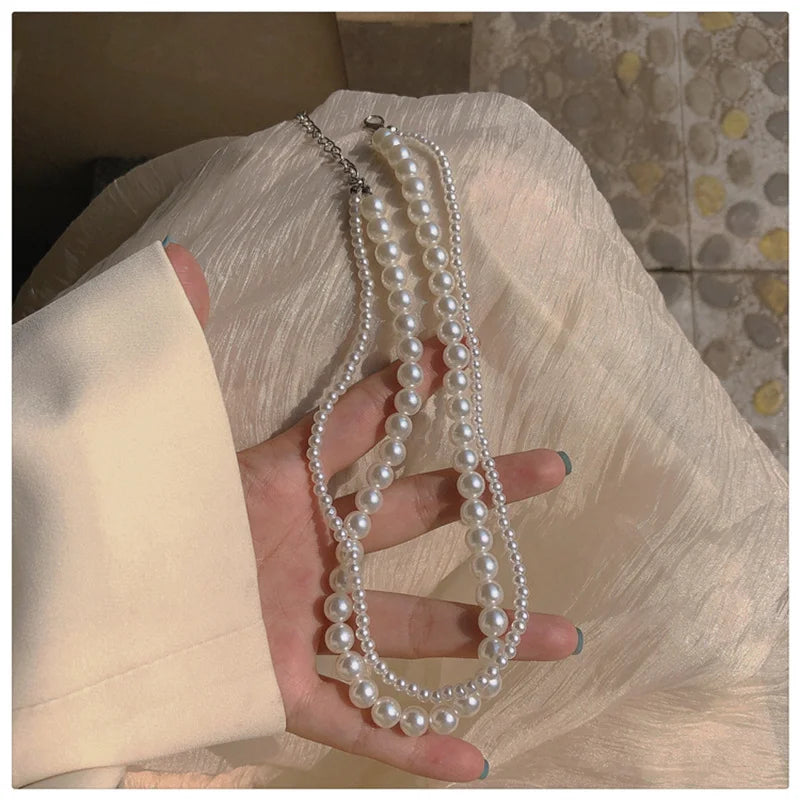 Colar Multicamadas de Pérolas Elegante Linda Top