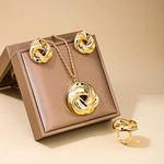 Conjunto Elegância Suprema: Colar, Anel e Brincos