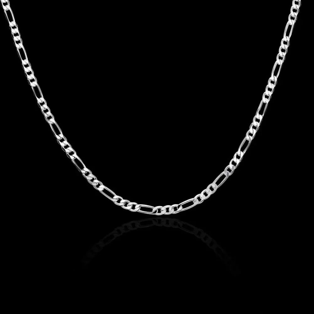 40-75cm 925 prata 4mm figaro corrente colar para mulheres homens longo colar hip hop jóias presente