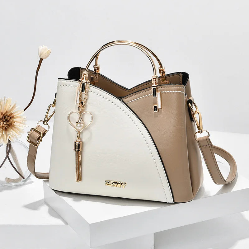 Newposs-Bolsa de Retalhos de Couro PU para Mulheres, Grande Capacidade, Bolsa de Ombro em Grade, Casual, Luxo, Designer, Crossbody Pack, Moda, 2023
