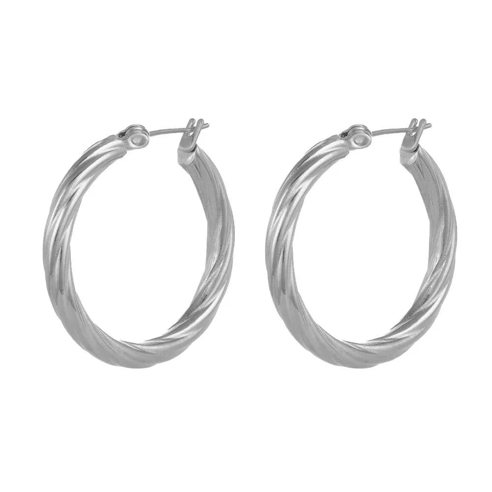 UHBINYCA Brincos de argola torcidos banhados a ouro 18K para mulheres, anel de orelha simples joias hipoalergênicas