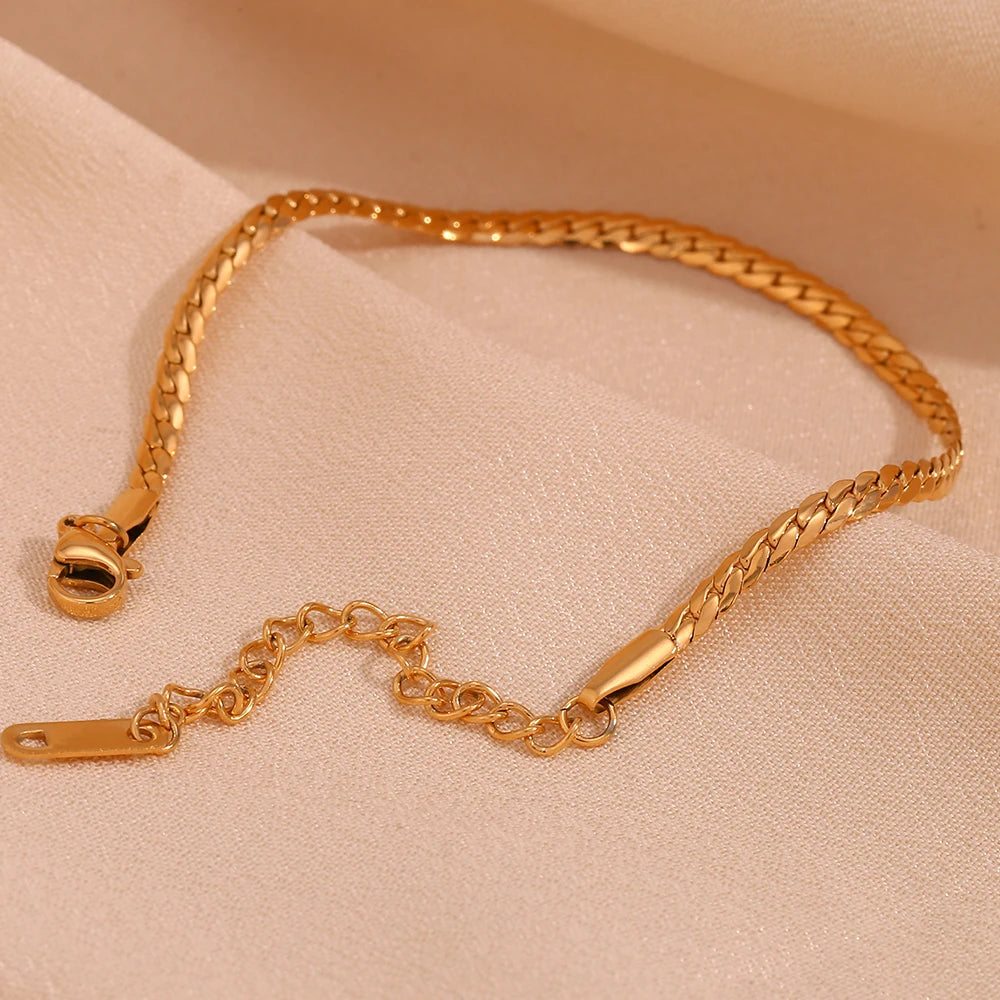 Novo em minimalista criptografado nk corrente 18k banhado a ouro pulseira high-end aço inoxidável à prova dwaterproof água jóias diárias mulher