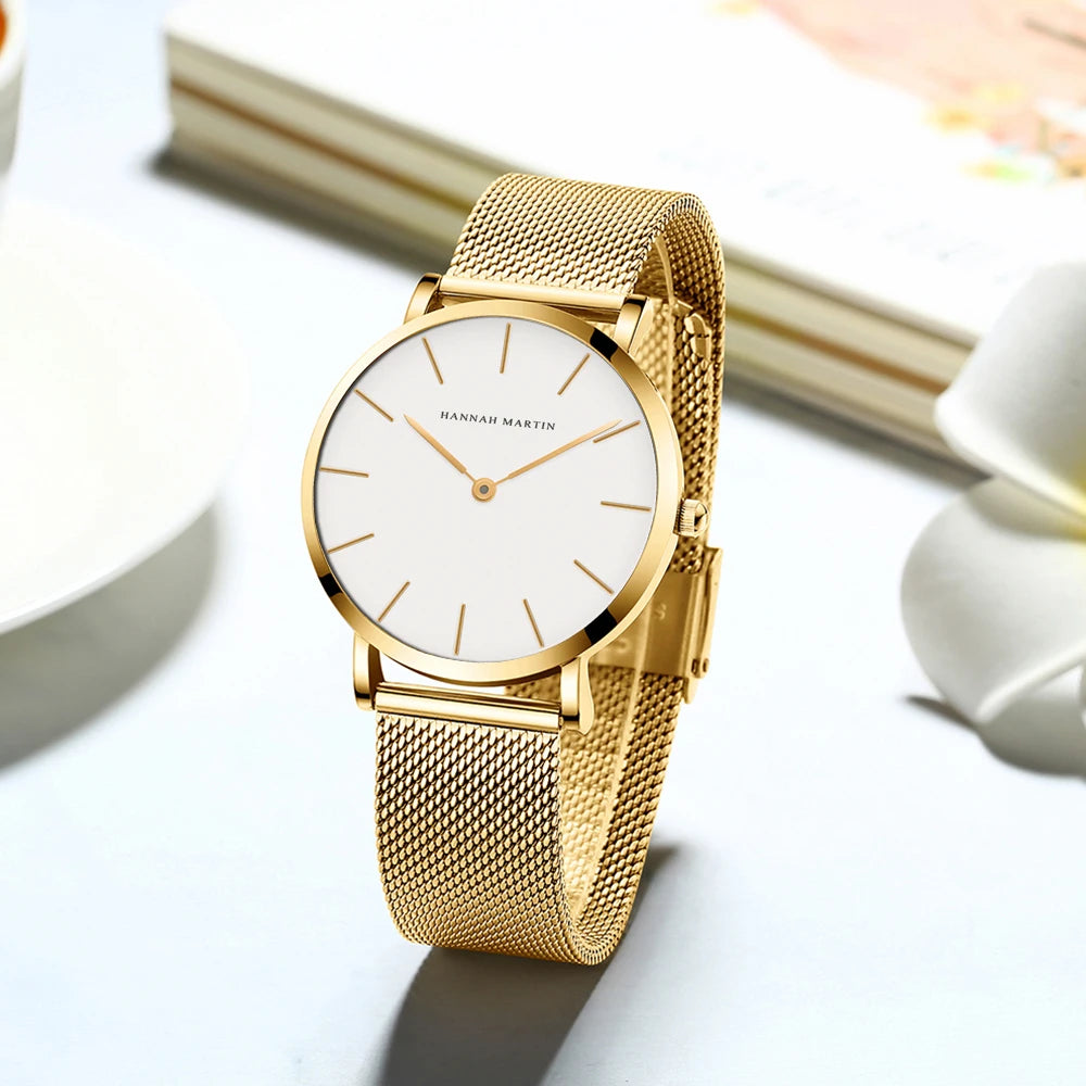 Relógio Minimalista Feminino Ouro Rosa 36mm