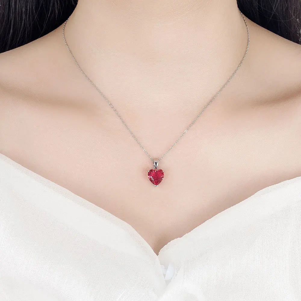 Conjunto de Joias Coração em Prata 925 com Zircão