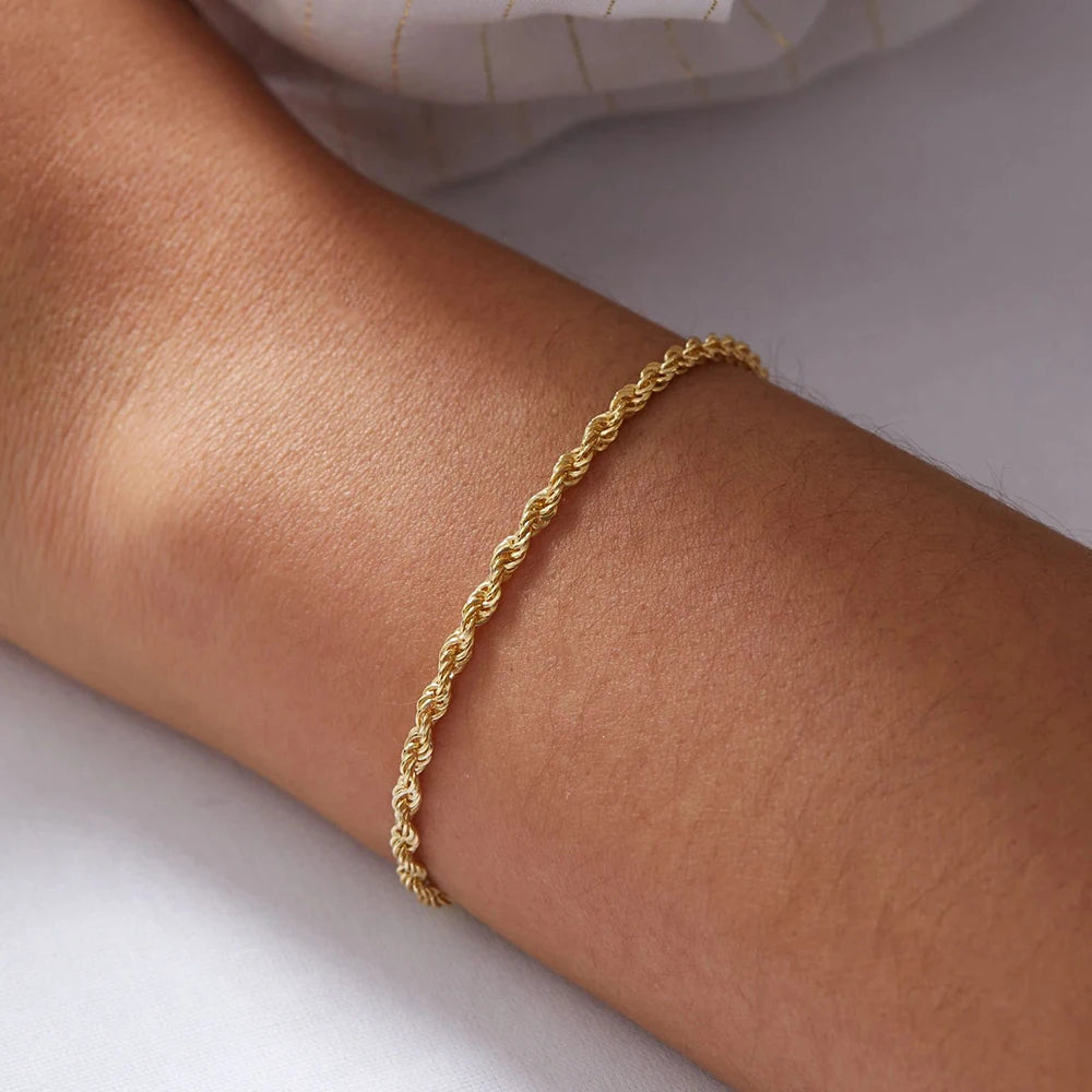 Manco corda torcida chian pulseira para mulher hip hop punk 4mm cor de ouro aço inoxidável colar moda jóias