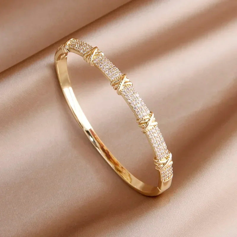 Zircônia Cruz Pulseiras Charme para Mulheres, Pulseira De Nó Elegante, Joalheria Clássica, Marca De Luxo, Moda