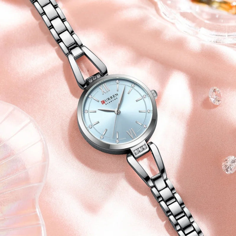 Relógio Feminino Elegante de Aço Inoxidável CURREN