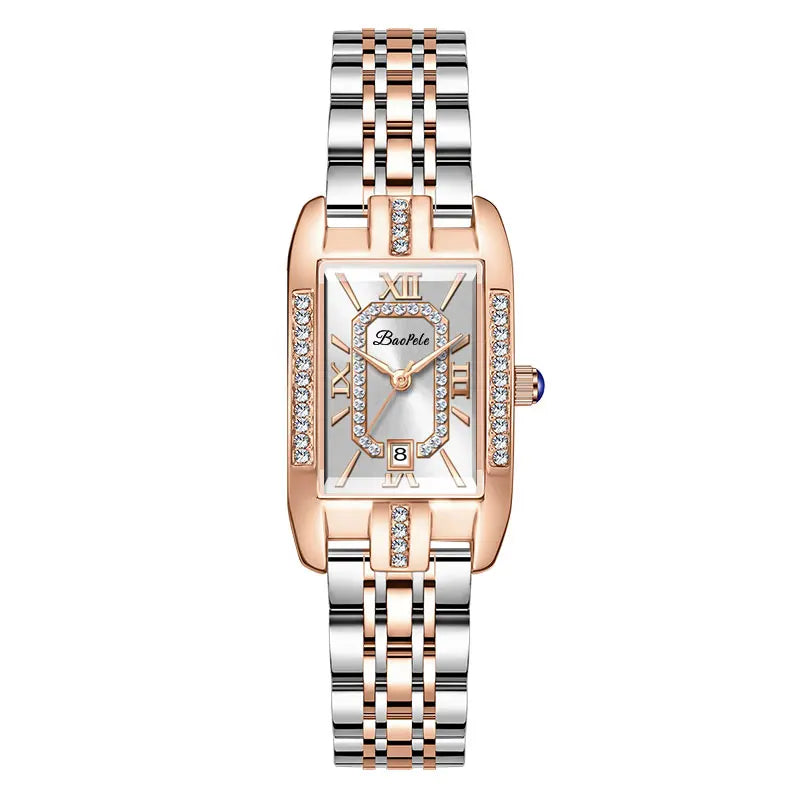 Marcas de luxo originais relógio feminino retangular diamante aço à prova dwaterproof água relógio mão menina moda estilo elegante relógio de pulso feminino