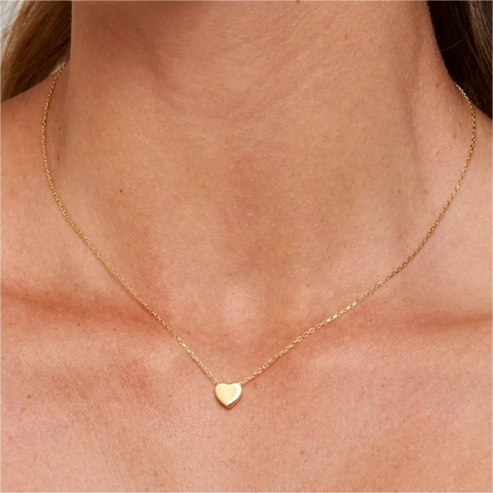Mariasz minimalista cor de ouro aço inoxidável coração delicado clássico zircão charme anti manchar corrente colar para jóias femininas