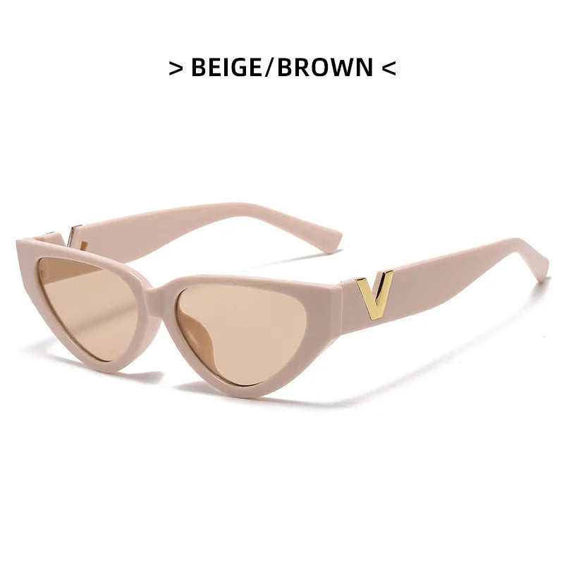 Óculos de sol Cat Eye para mulheres, óculos femininos, óculos elegantes, V Designer Brand, luxo, glamour, moda, pista, UV400