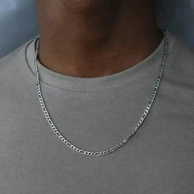 40-75cm 925 prata 4mm figaro corrente colar para mulheres homens longo colar hip hop jóias presente