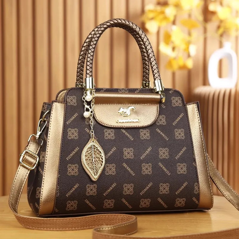 Bolsa de ombro única impressa vintage para mulheres, bolsa crossbody, tendência de textura, todo o temperamento, fora do saco