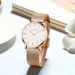 Relógios minimalistas nórdicos impermeáveis para mulheres, ouro rosa, movimento de quartzo japonês, marca superior, Dropshipping, elegante, 36mm